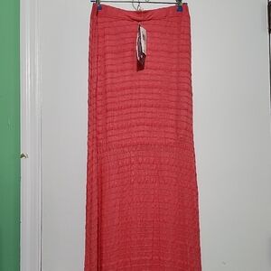 Love Fire Pink Smocked A-Line Maxi Skirt